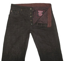 " MODEKA " Herren- LEDERJEANS / Biker- Lederhose in dkl.- braun ca. W36"/ L34"