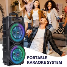 Bluetooth 5.0 Lautsprecher LED Subwoofer Boombox Musikbox Party  mit Mikrofon