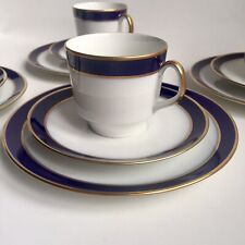 4 Kaffeegedecke Schumann/Arzberg Echt Kobalt Goldrand