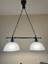 Deckenleuchte Rustikal Metallkette mit 2 Glaskugeln Lampe Diele antik