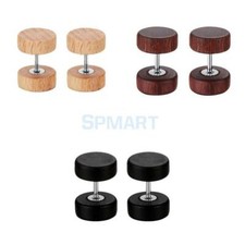 Herren Damen Punk Ohrstecker Holz Knopf Edelstahl Schraubverschluss Ohrstecker