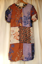 ELTON Sommerkleid im Patchworkstil farbenfroh Muster Leinenmischung 38