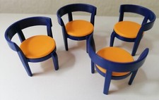 PLAYMOBIL* Zubehör Möbel Ersatzteil 4 x Stuhl Esszimmer Küche Bistro blau orange