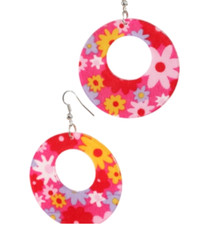 Neon Hippie Ohrringe Rund 60er