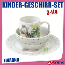 LIVARNO HOME Kinder-Geschirr-Set Porzellan 3-tlg. Teller, Schale, Becher