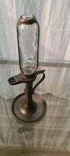 Antike Öllampe aus Zinn mit  Stundenzähler  Vintage  alte Lampe 