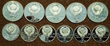11 Silbermünzen Olympiade  Moskau 1980, 6 x 5 + 5 x 10  Rubel, ex PP