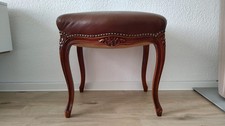 Antiker lederhocker massivholz - antiker,