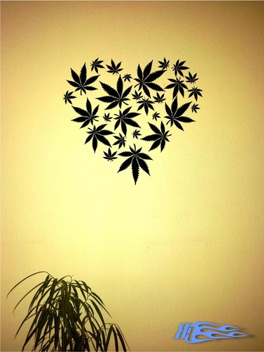 Wandtattoo cannabis blatt - wandtattoo,