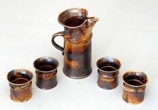 Kunstkeramik Franz Denk Coburg Keramik Krug mit 4 Becher # A-848