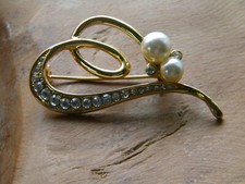 Brosche Antik Schmuck Gold Farbig mit Steinen Perlen Mittelalter Alt Hochzeit