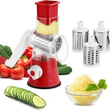 3-in-1 Rotierender Lebensmittelschneider Reibe Zerkleinerer für Käse Gemüse & Obst Küche