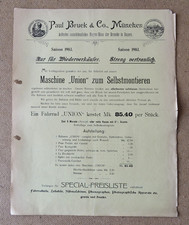 orig. Prospekt Bruck & Co. München / Oldtimer Fahrrad " UNION " /~1903