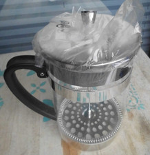 Kaffee Aufbereiter Edelstahl Glas 23 cm unbenutzt mit Werbung Deutscher Ring