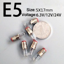 10x E5 Schraubbasis Miniatur Anleitung Lampe Lampe 0,5 W 6,3 V 12 V 24 V 5x17mm