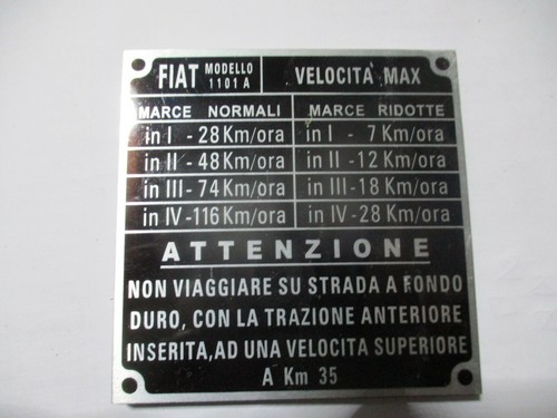 Typenschild fiat campagnola - fiat, ar