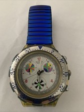 Swatch Bagnino 1994 SBK103  AQUA CHRONO Zugband Stretchband Blau Flexband