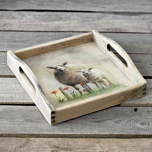 Vintage holztablett 24x24 - 24x24, cm