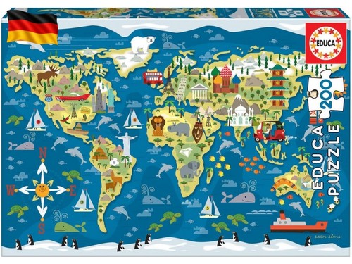 Kinderpuzzle weltkarte 200 - kinderpuzzle, |
