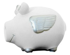 KCG Sparschwein Engelschwein Silber aus Keramik - Spardose Engel, Sparbüchse