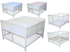 Zwillingsbett Kinderbett für Zwillinge massiv weiss mit 2 Matratzen und Nestchen