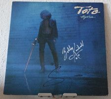 ORIGINAL Autogramm von Steve Lukather & Bobby Kimball. Auf VINYL 12". TOTO HYDRA