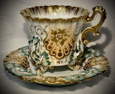 Biedermeier Prunktasse Cup Elbogen Loket um 1843 wie Alt Wien Schlaggenwald RAR