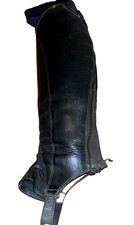 Reit-Chaps, Dressurchaps Cavallo, Leder Schwarz