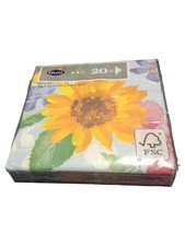 Duni Servietten 20 Stück Sonnenblumen Motiv Mehrfarbig 24x24 cm FSC