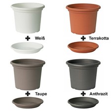 Blumentopf mit Untersetzer 9 Farben und 12 Größen 13 bis 60 cm Kübel Blumenkübel