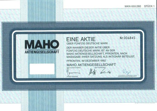 Maho aktiengesellschaft 1992 - maho,