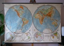 VINTAGE | 1943 |  SCHULWANDKARTE WELTKARTE OST WEST PLANIGLOB EARTH | WALL CHART