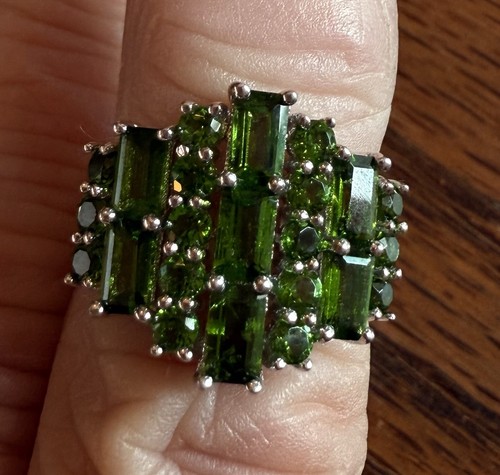 Chromdiopsid cluster ring - chromdiopsid,