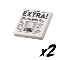 2x LEGO 3068pb2122 • 2x2 Fliese Zeitung Extrablatt • weiß • white