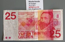 Niederlande 25 Gulden  10.2.1971 WPM/Pick:92 Erh. III (gebraucht)