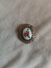 Porzellan Brosche Vintage Rose