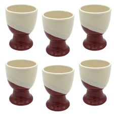 Eierbecher 6 Stück Eierhalter Eier Ei Becher Fuß 7cm Keramik Eibecher Creme Rot