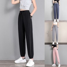 Lockere solide drapierte Sense Damenhose mit hoher Taille für Outdoor Freizeitkleidung