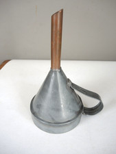 Alter kleiner Trichter Zinkblech und Kupfer, mit Henkel, Shabby Vintage