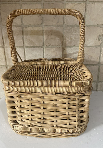 Vintage rattan picknickkorb - vintage,