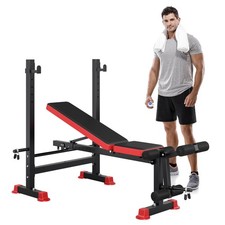 Klappbar Hantelbank Trainingsbank mit Langhantelablage Schrägbank Fitnessgerät