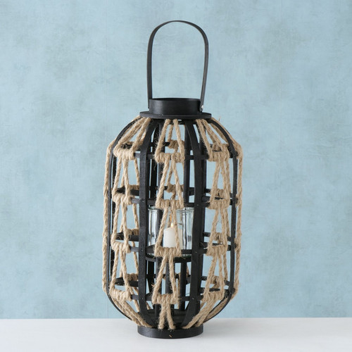Windlicht jute holz 48cm - jute,
