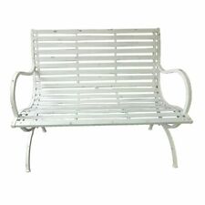 Gartenbank Metallbank Parkbank Bank Garten Balkon Terrasse Eisen Antik-Weiß