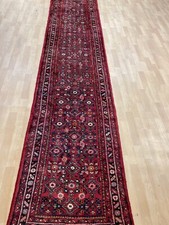 Lagerverkauf Perserteppich 60er Hamadan Handgeknüpft Alt Rosa 410x80cm 206390