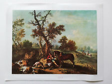 Kunstdruck auf Leinwand Pferd mit Reiter und 2 Hunden (100-3)