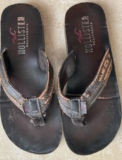HOLLISTER Badeschuhe Schlappen Lederschlappen Herren Braun 44 Zehentrenner