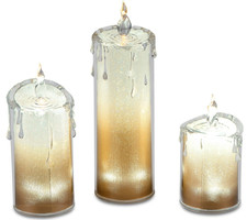 Formano LED-Kerze Acryl mit warm-weißem LED-Licht goldene Folie innen + Timer