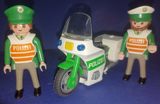 Playmobil Polizei Motorrad grün  + 2 Polizisten 1997      R