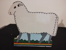 Vintage Holz Ikea Buchstütze Marianne Knut Hagberg handbemalt Schaf 80er Jahre