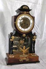 Alte Wiener Portaluhr Säulenuhr mit Spiegel Holz Intarsien Werk Fadenaufhängung 